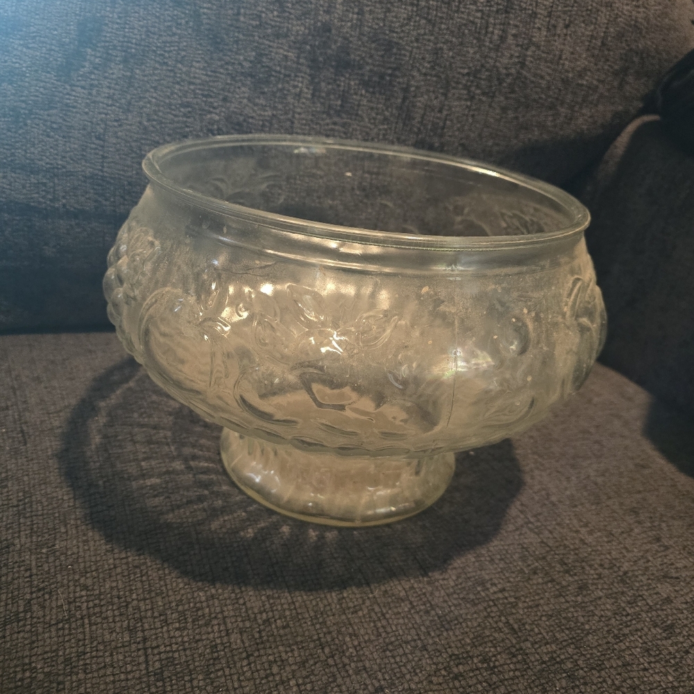 Jeannette Glass | "Fruit Clear" Pattern Punch Bowl
